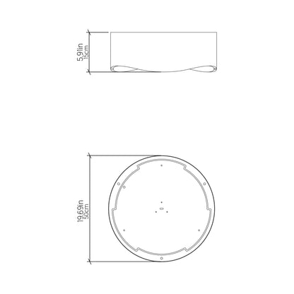 Horizon LED Flush Mount Ceiling Light - line drawing.