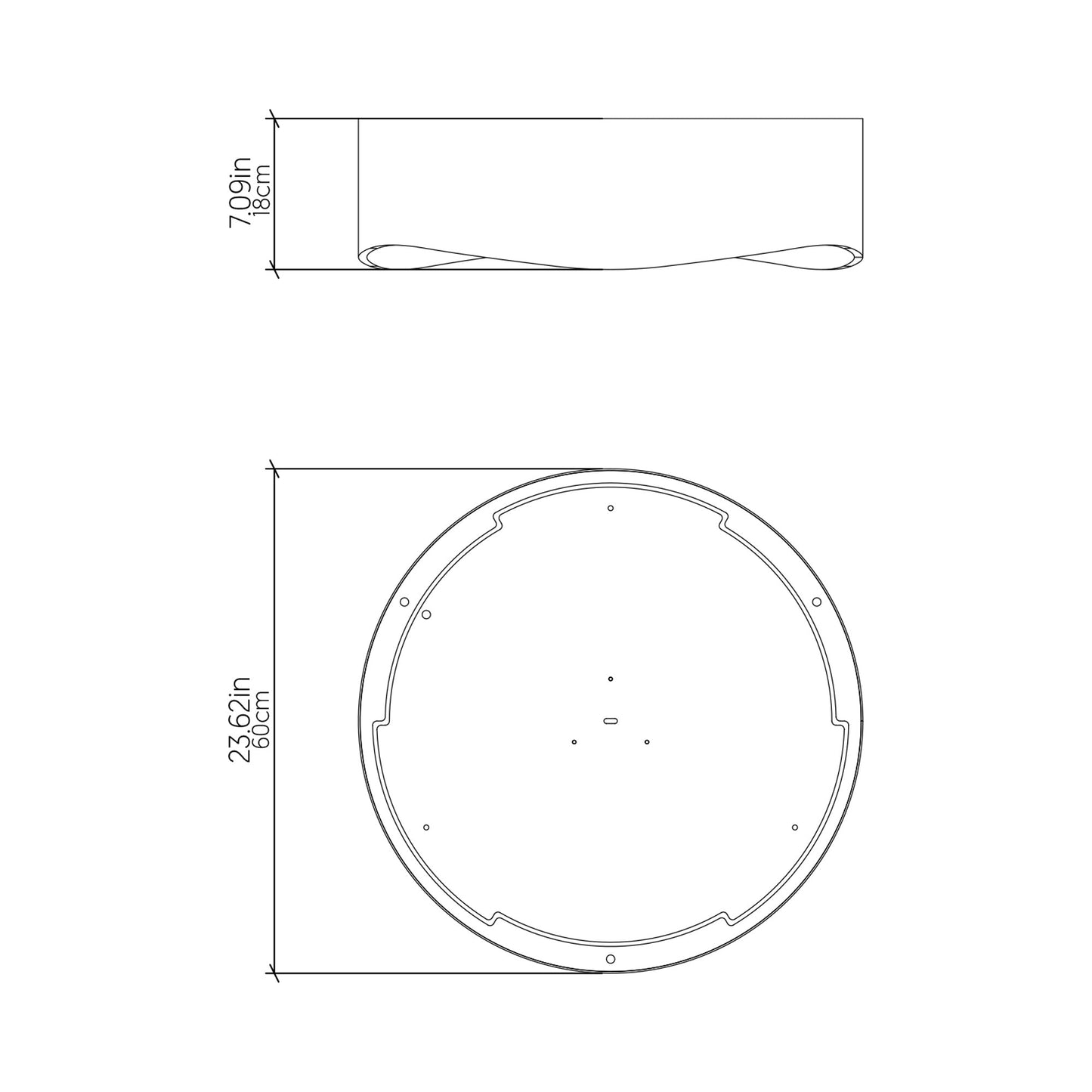 Horizon LED Flush Mount Ceiling Light - line drawing.
