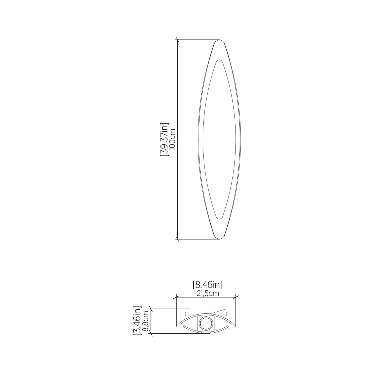 Leaf 4205 Wall Light - line drawing.