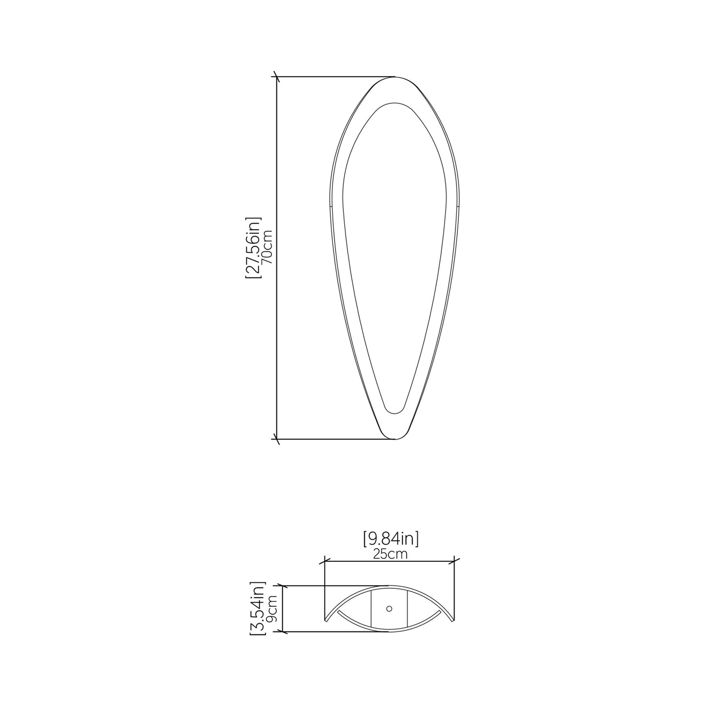 Leaf Pendant Light - line drawing.