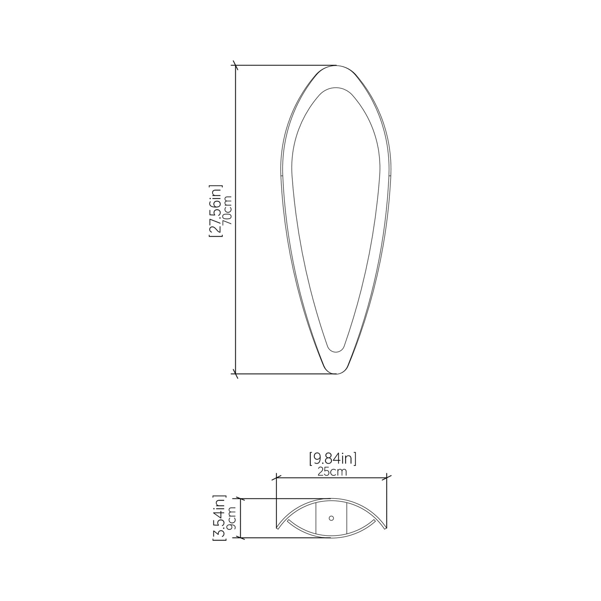 Leaf Pendant Light - line drawing.