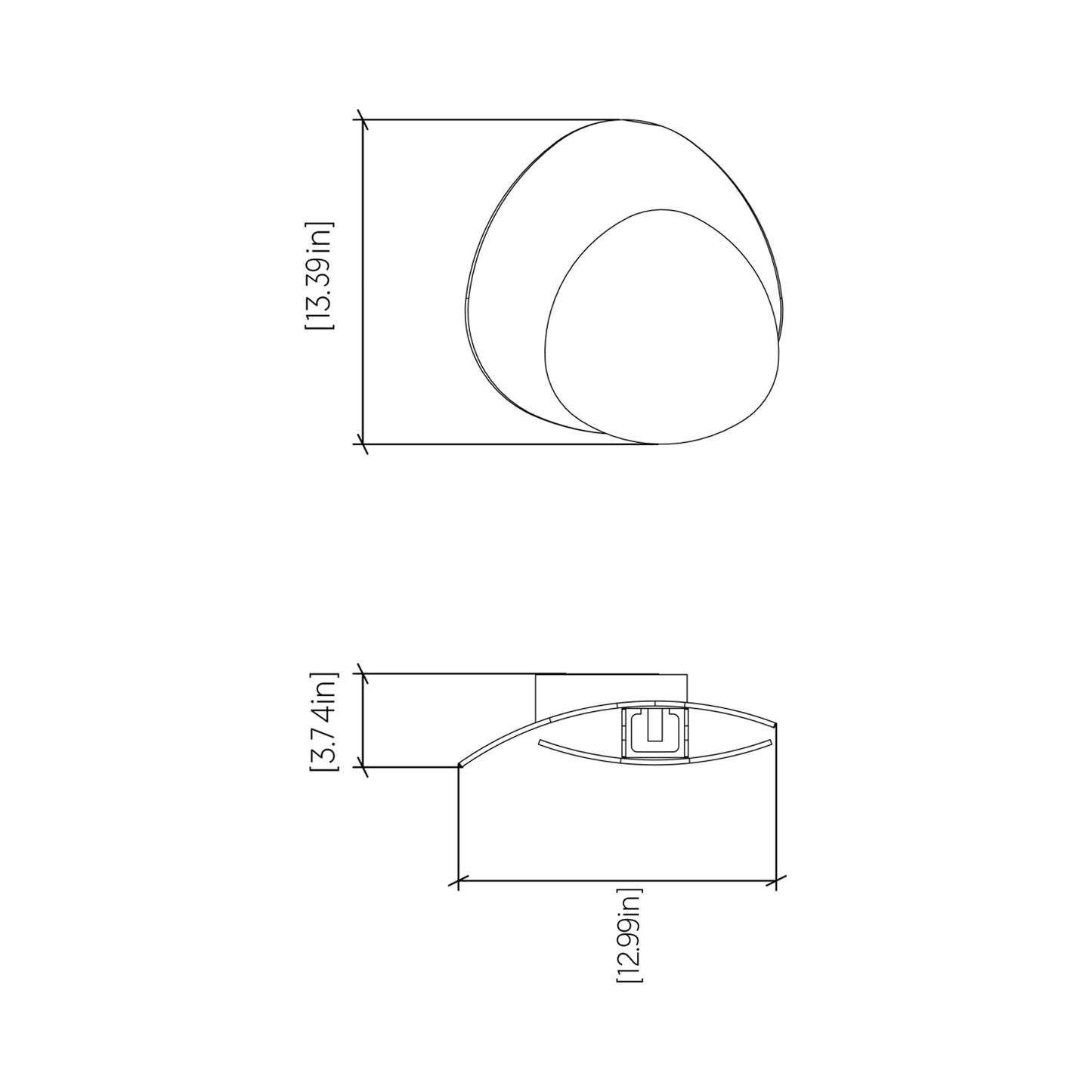 Leaf Wall Light - line drawing.