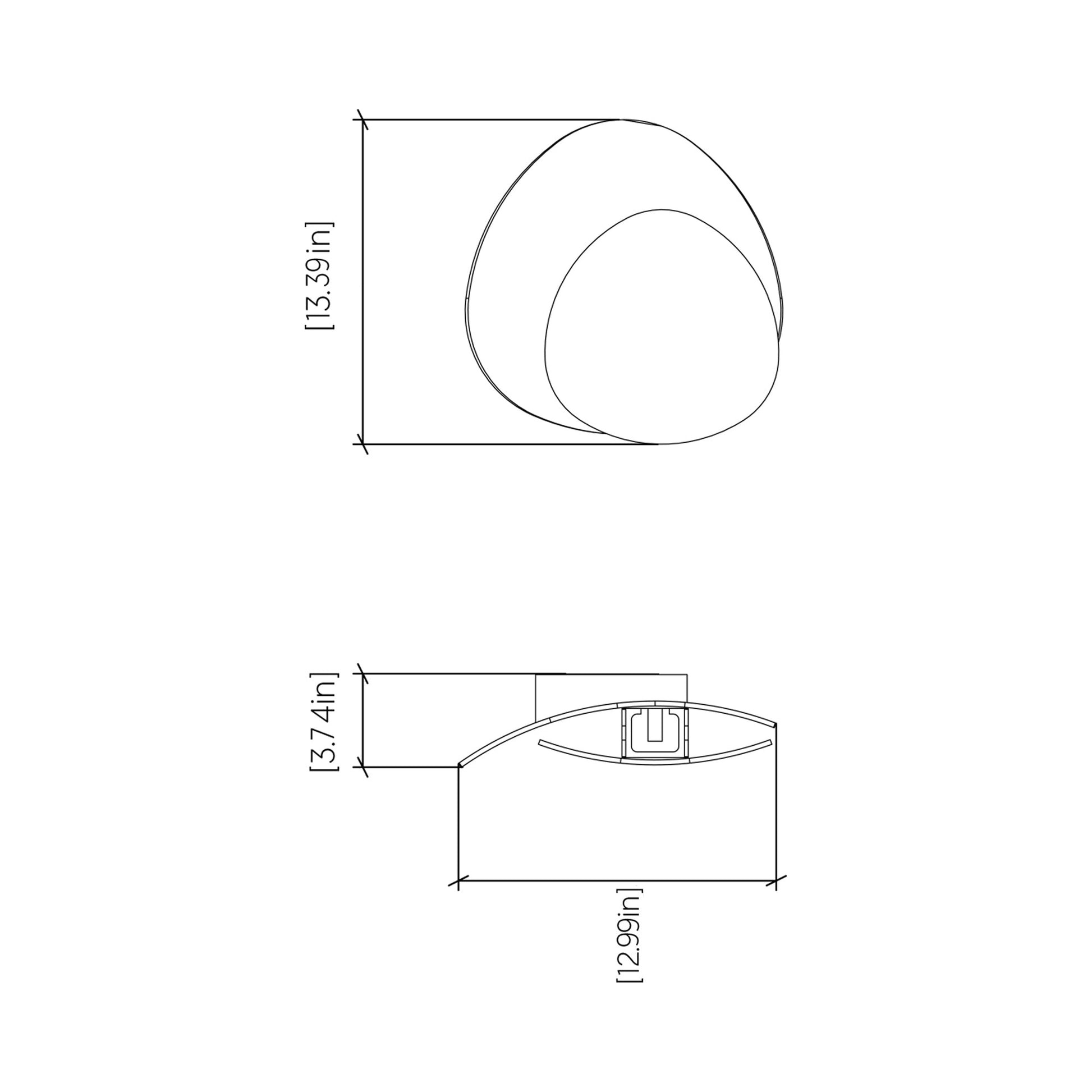 Leaf Wall Light - line drawing.