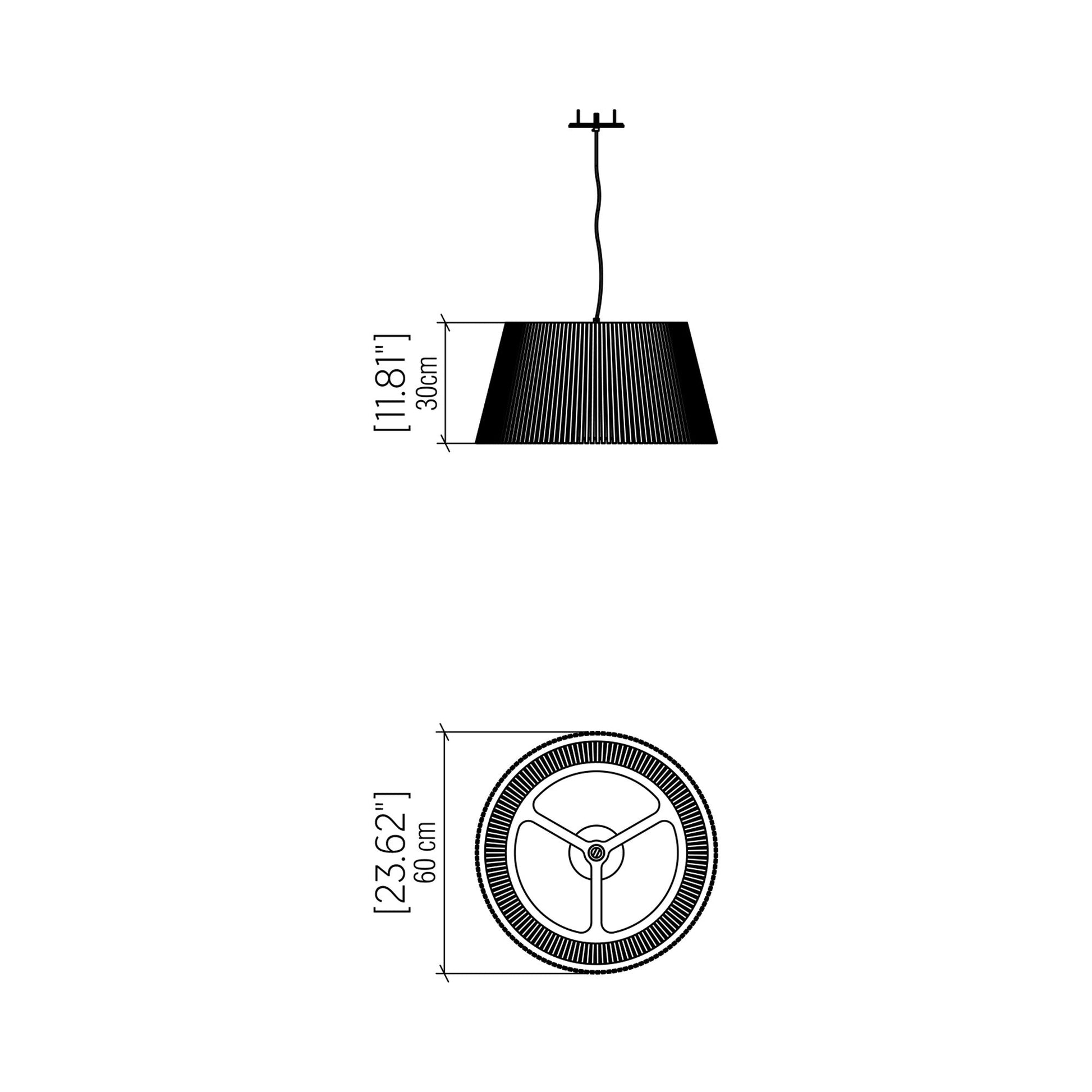 Living Hinges 148 Pendant Light - line drawing.