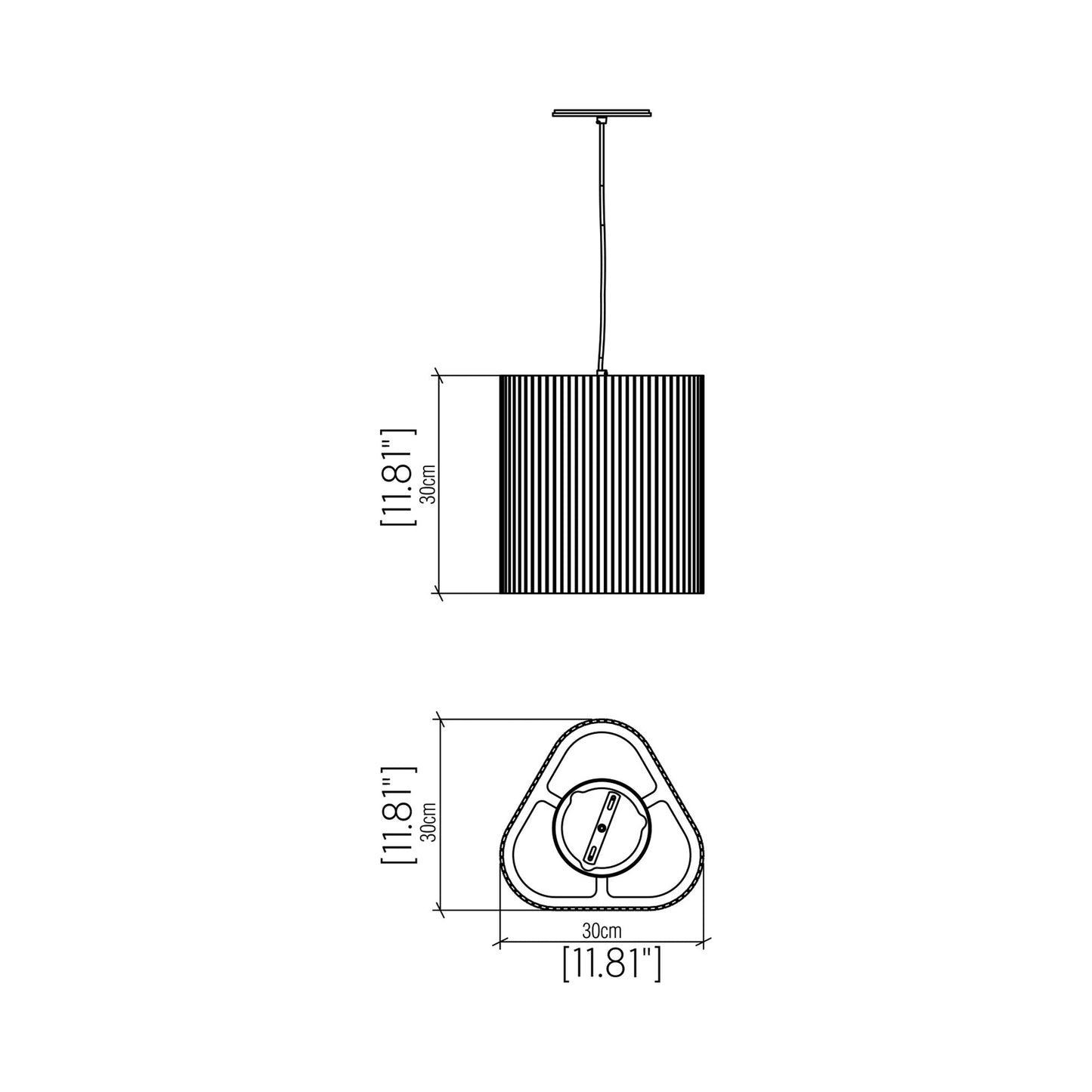 Living Hinges 1481 Pendant Light - line drawing.