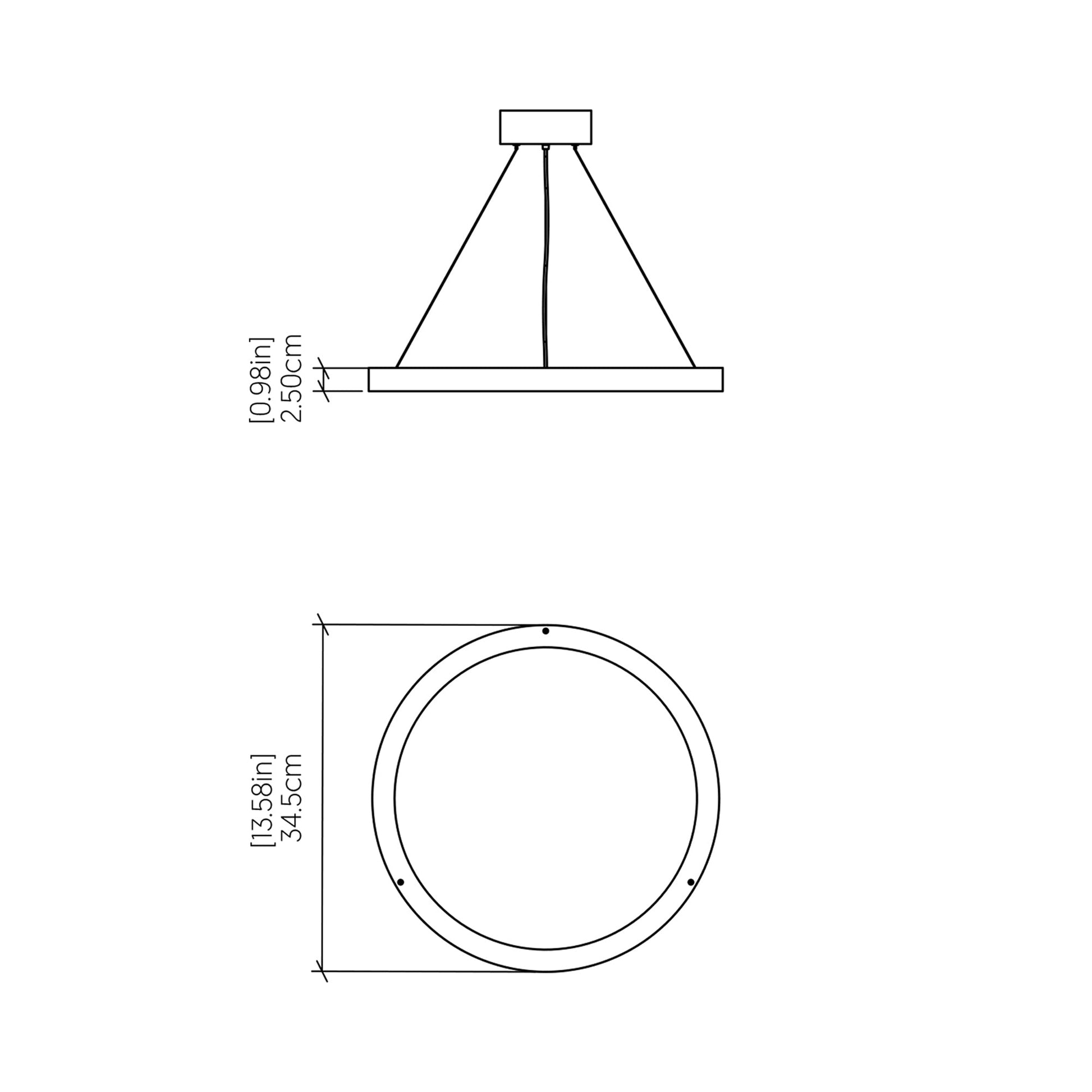 Naiá LED Suspension Light - line drawing.