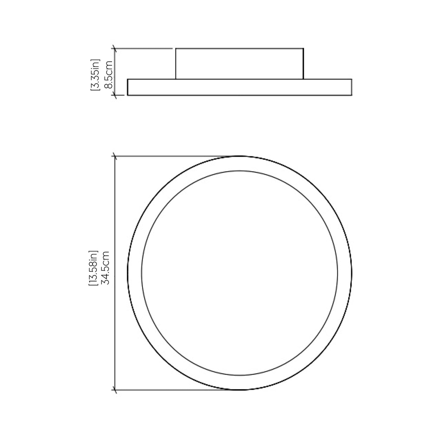 Naiá Round LED Wall Light - line drawing.