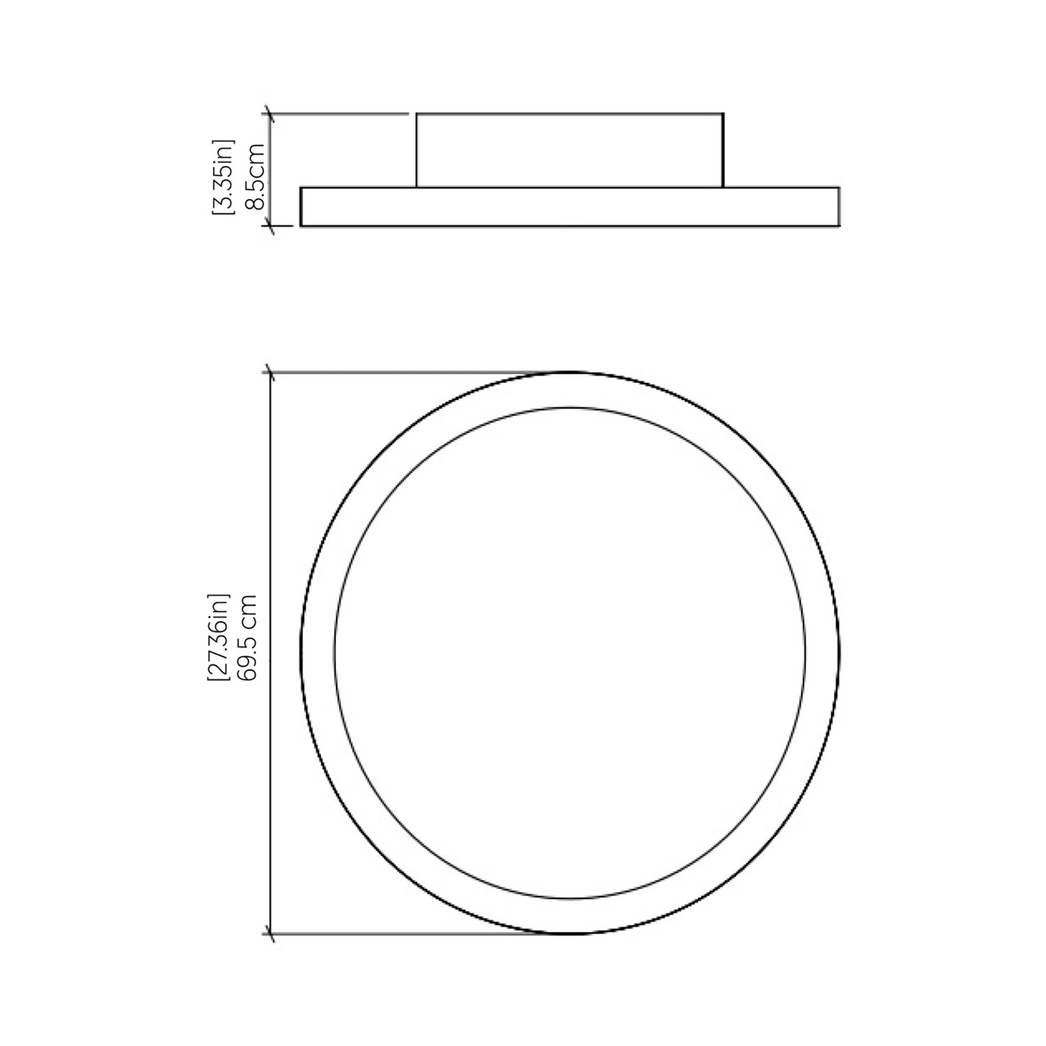 Naiá Round LED Wall Light - line drawing.