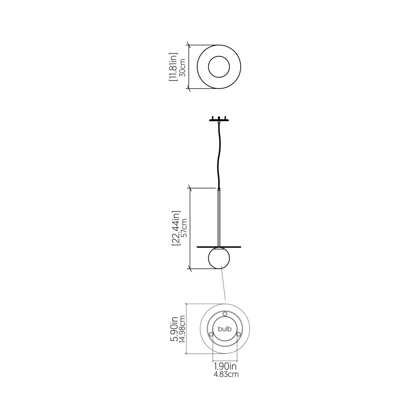 Orbit Pendant Light - line drawing.