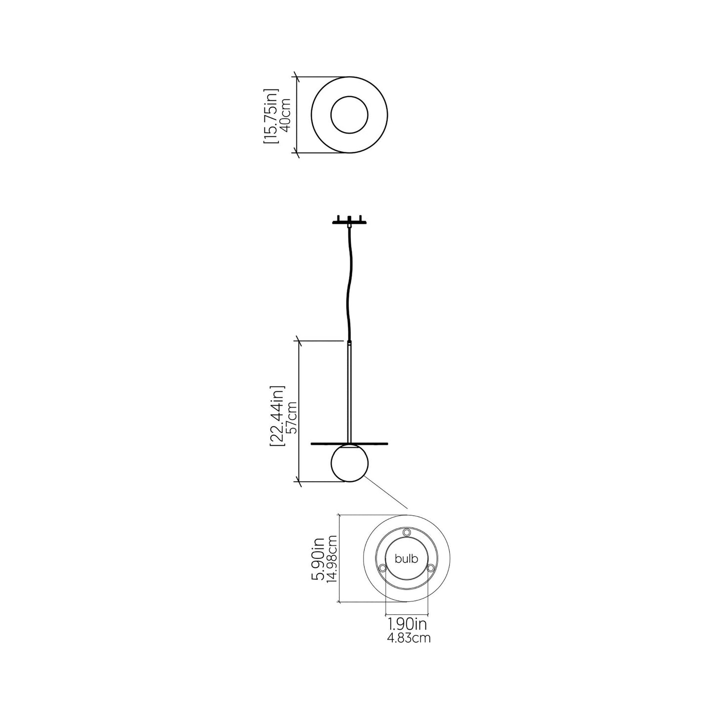 Orbit Pendant Light - line drawing.