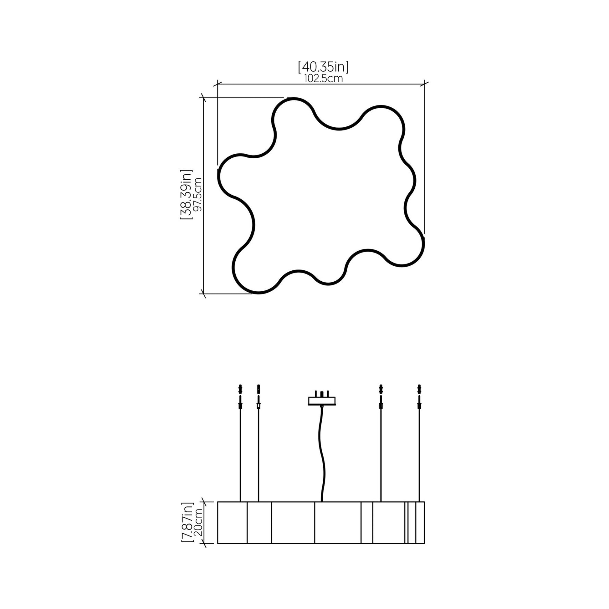 Organic 1200 LED Pendant Light - line drawing.