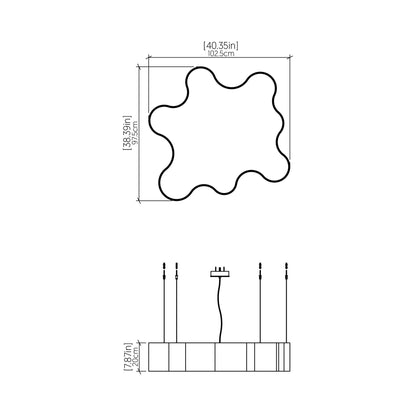 Organic 1200 LED Pendant Light - line drawing.