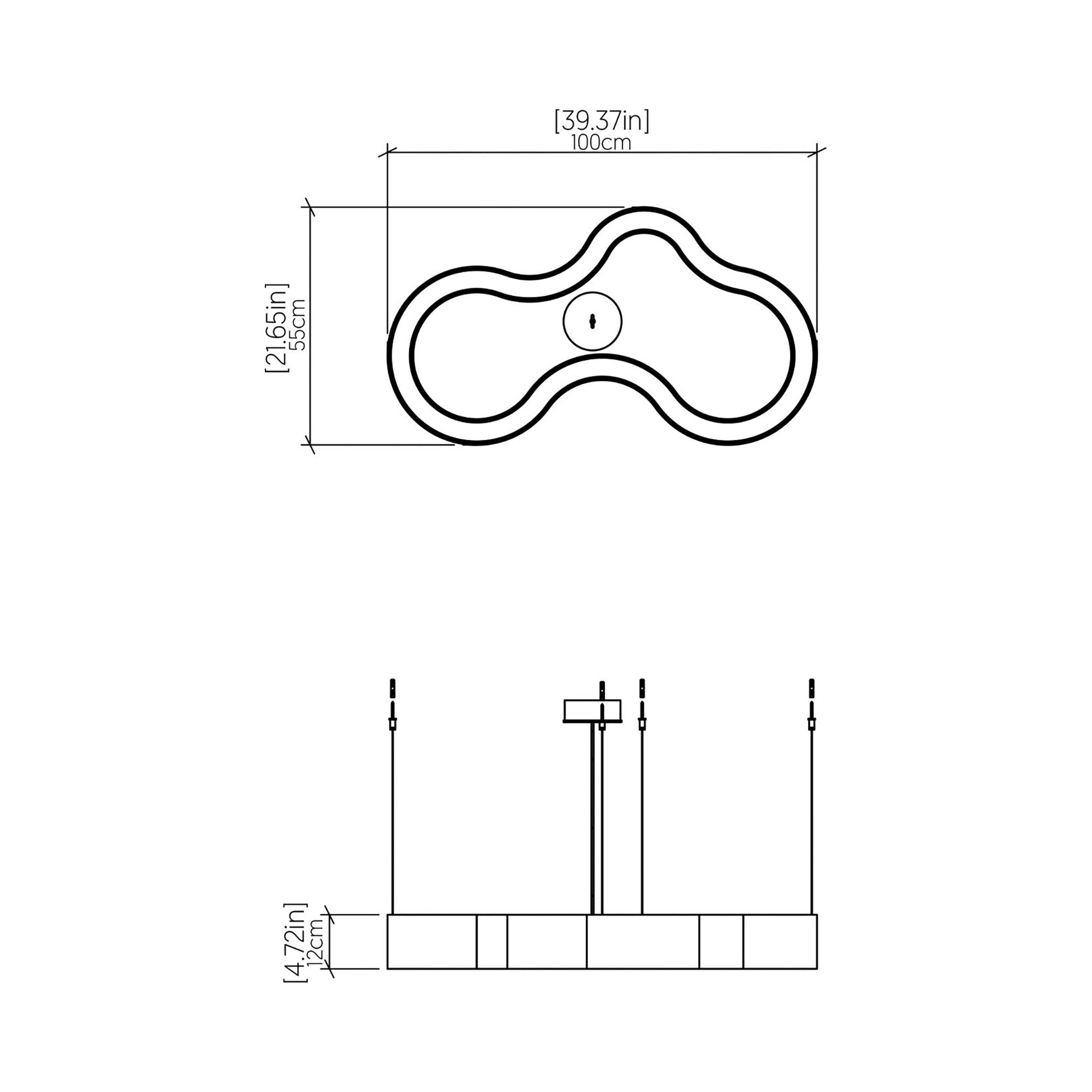 Organic 134 LED Pendant Light - line drawing.
