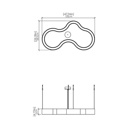 Organic 134 LED Pendant Light - line drawing.