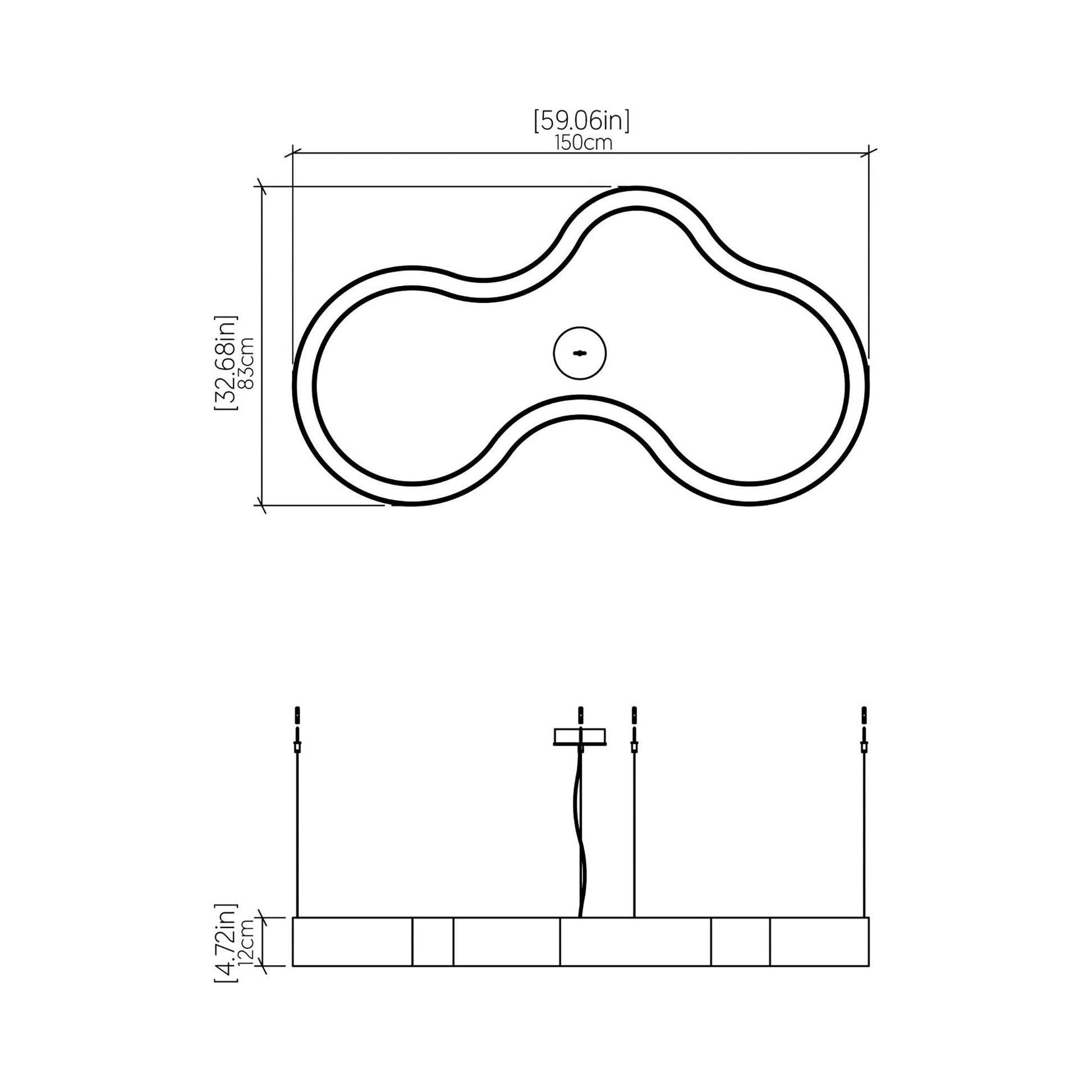 Organic 134 LED Pendant Light - line drawing.