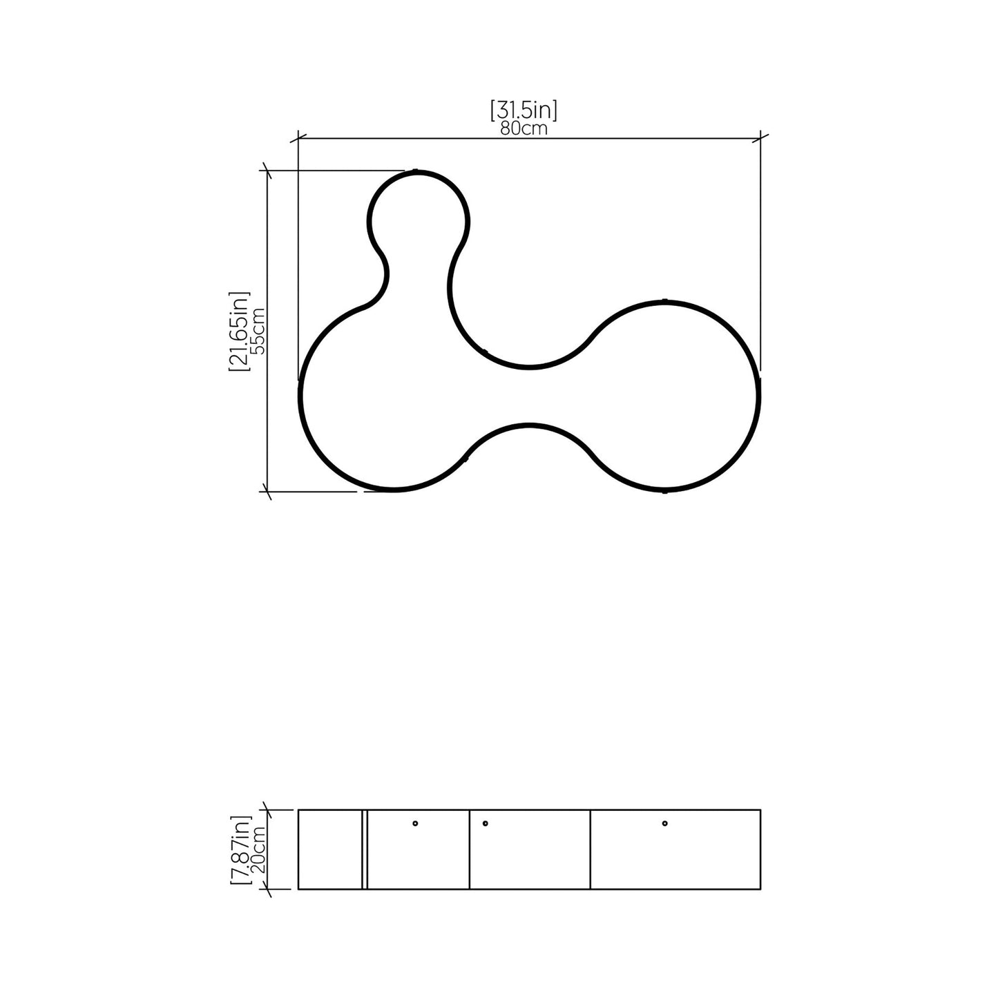 Organic LED Flush Mount Ceiling Light - line drawing.