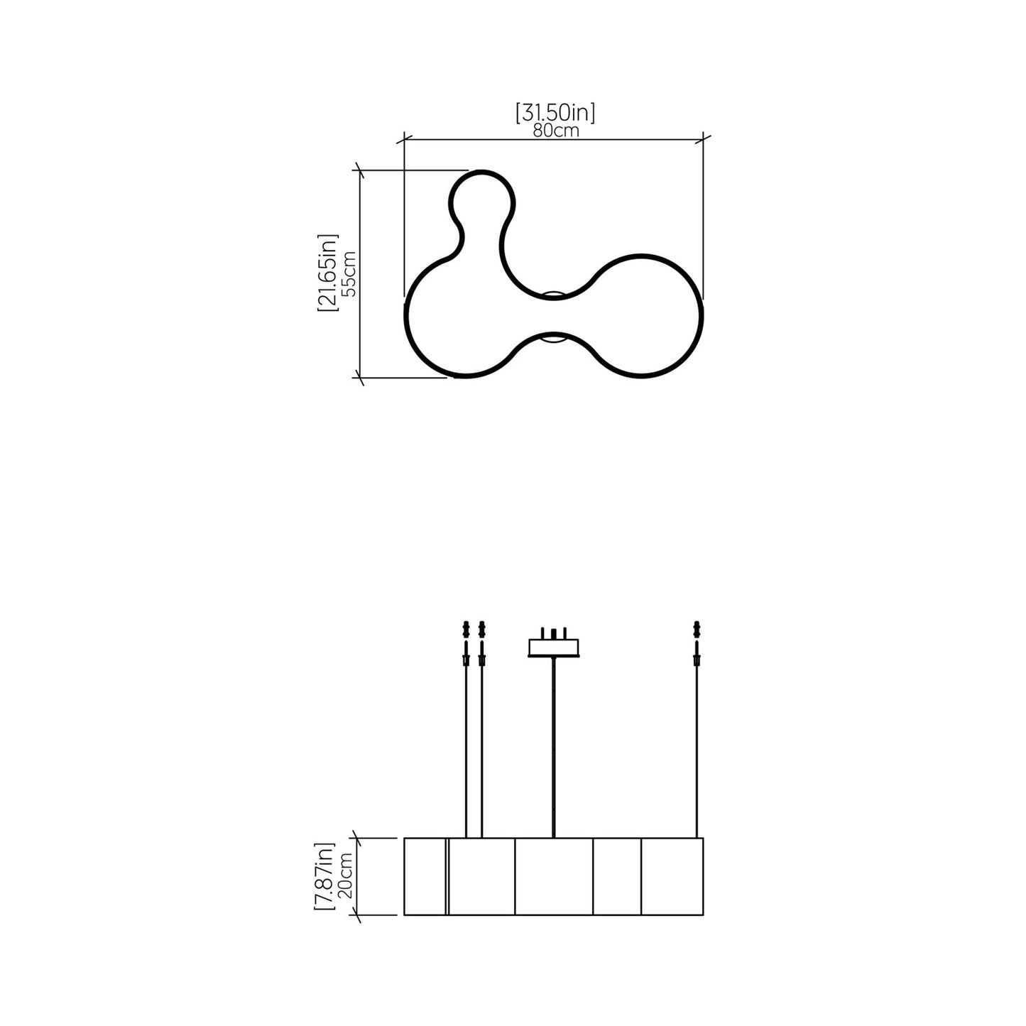 Organic LED Pendant Light - line drawing.