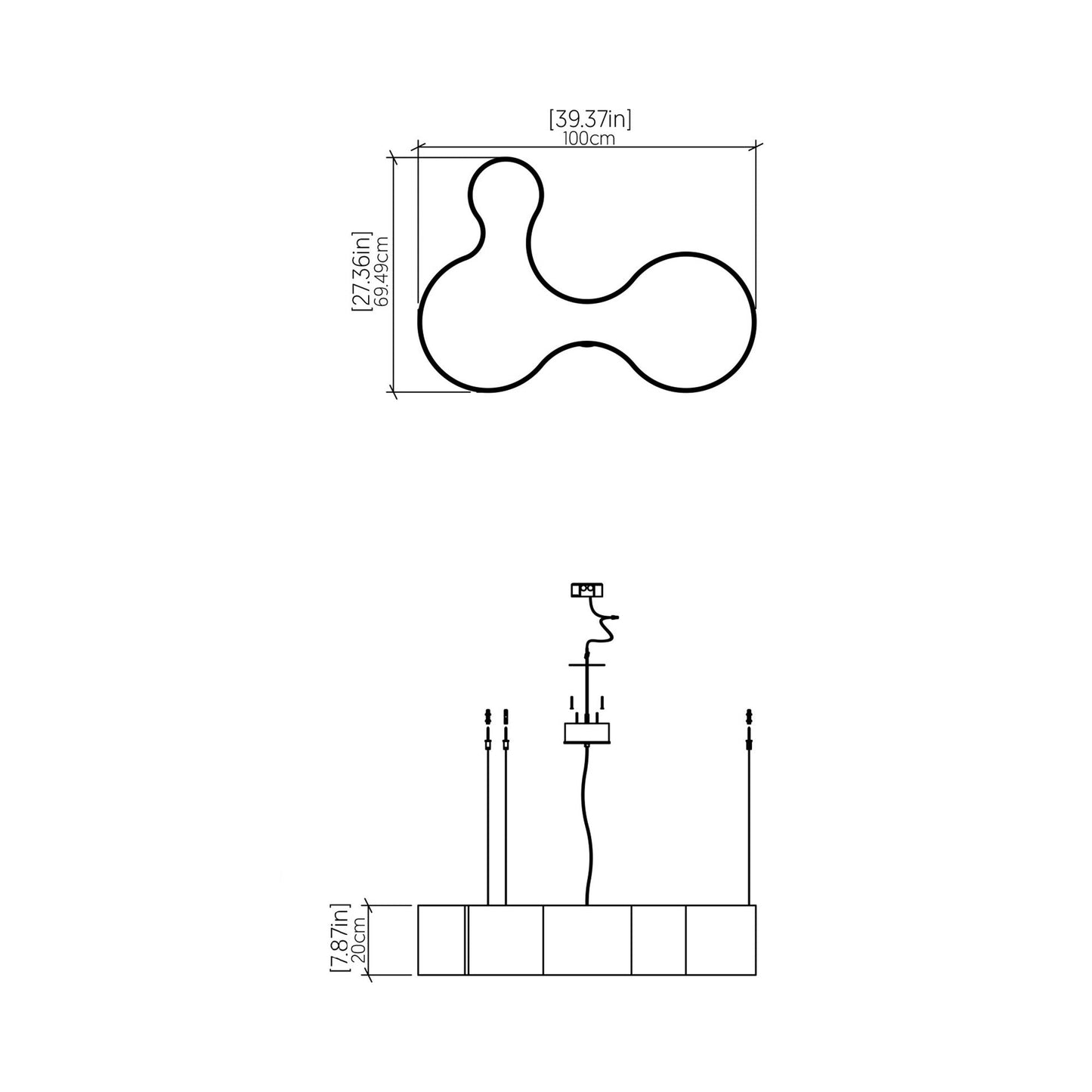 Organic LED Pendant Light - line drawing.