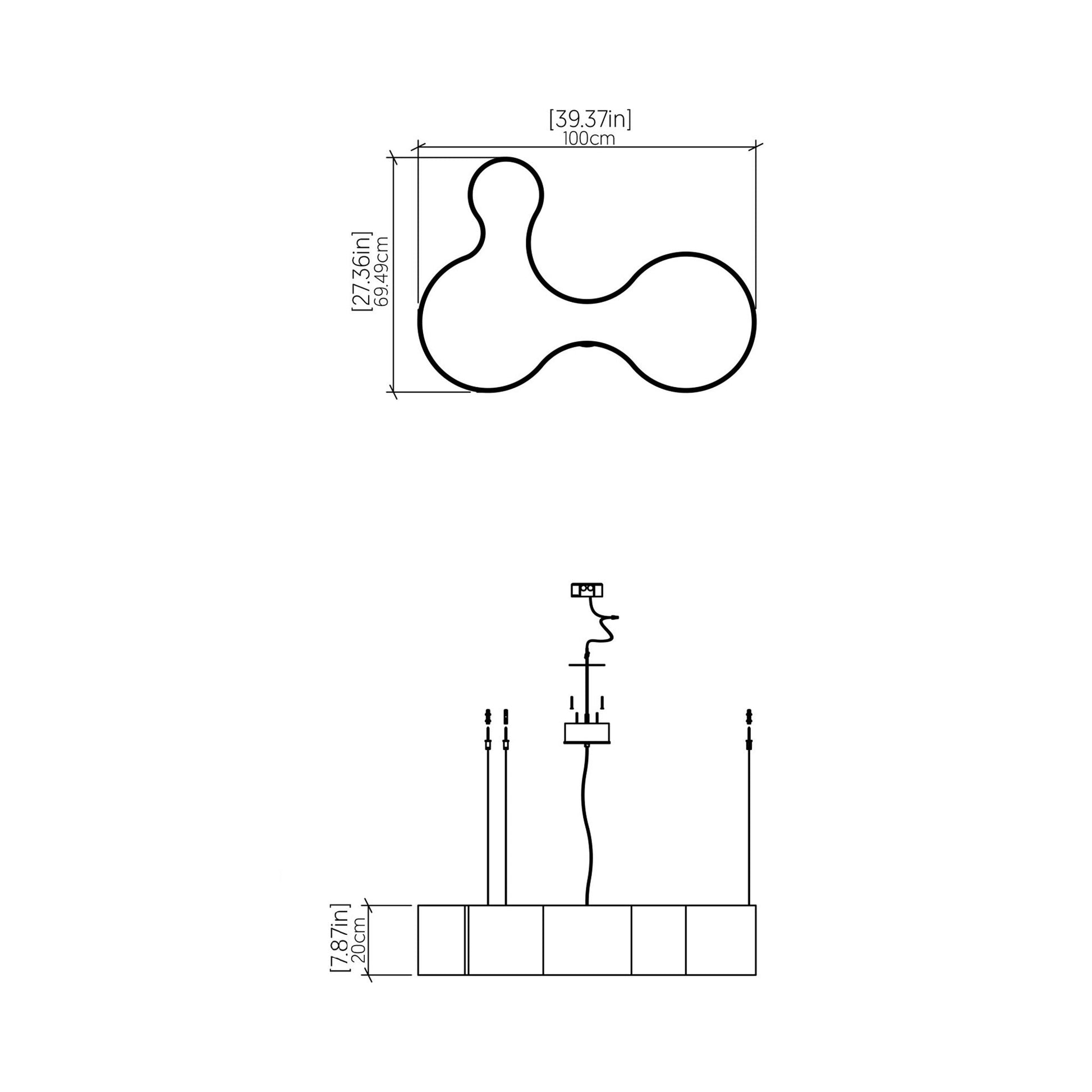 Organic LED Pendant Light - line drawing.