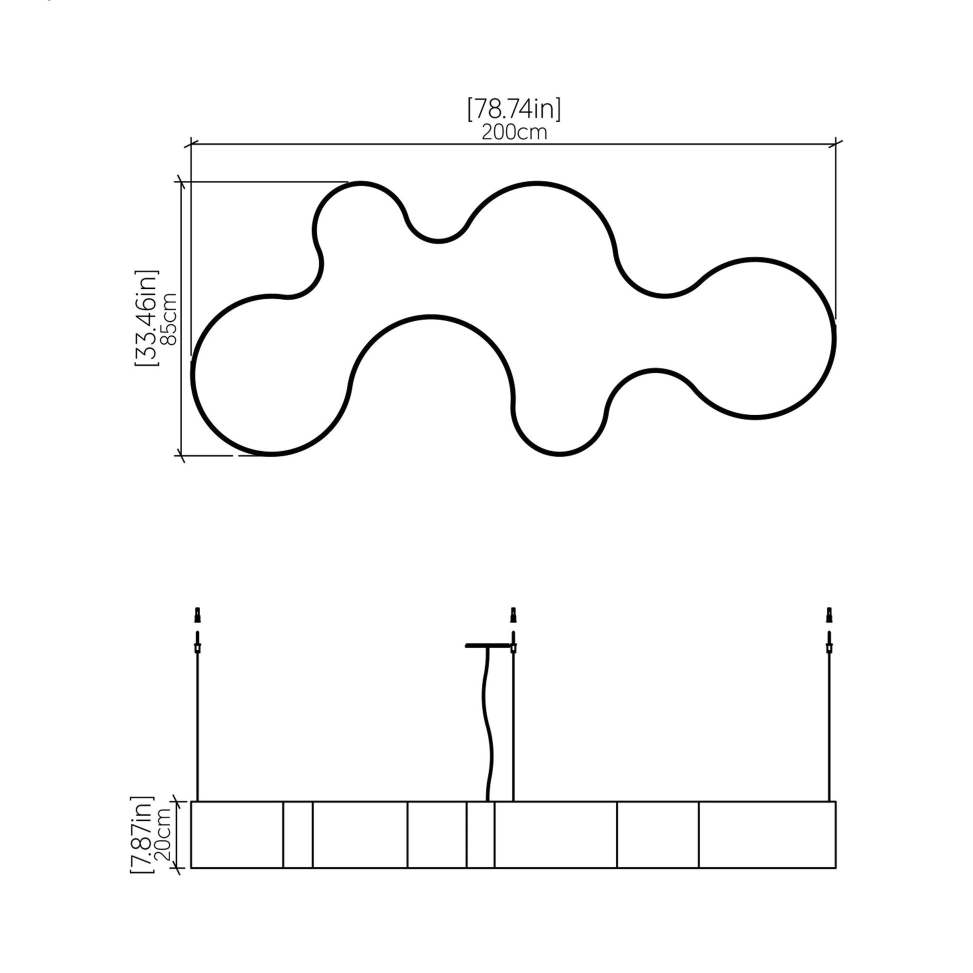 Organico LED Pendant Light - line drawing.