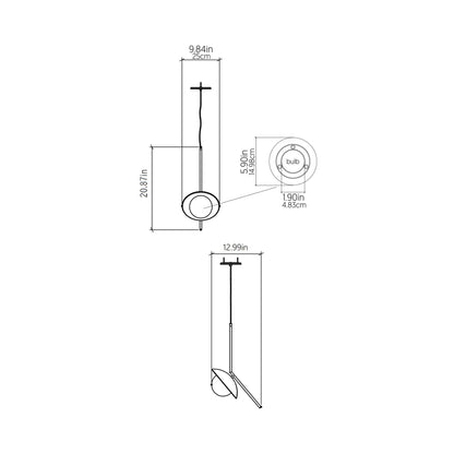 Oyster 1513 Pendant Light - line drawing.