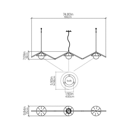 Oyster 1516 Pendant Light - line drawing.