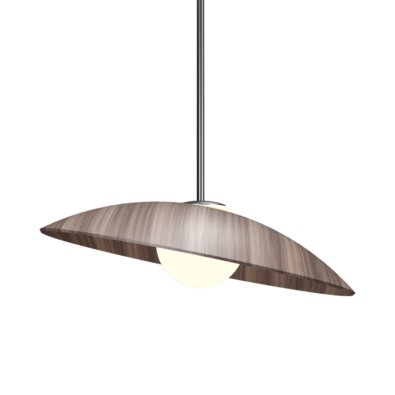 Oyster Round Pendant Light in American Walnut (16.14-Inch).