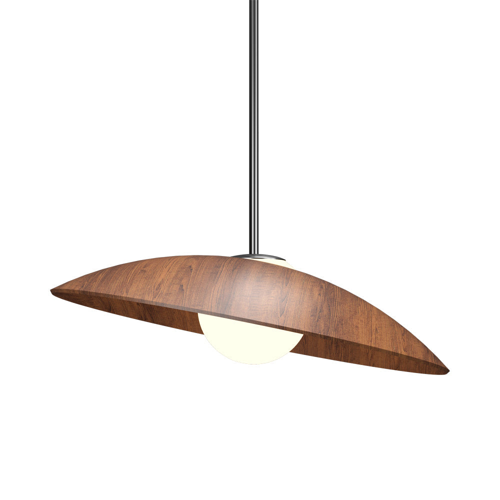 Oyster Round Pendant Light in Imbuia (16.14-Inch).