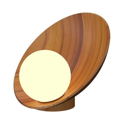 Oyster Table Lamp in Teak.