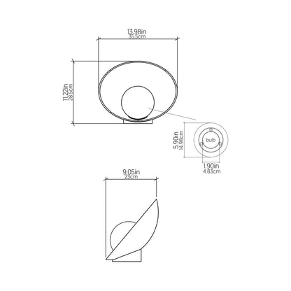 Oyster Table Lamp - line drawing.