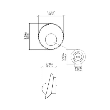 Oyster Wall Light - line drawing.