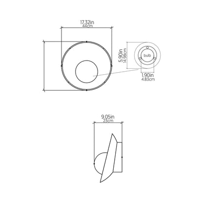 Oyster Wall Light - line drawing.