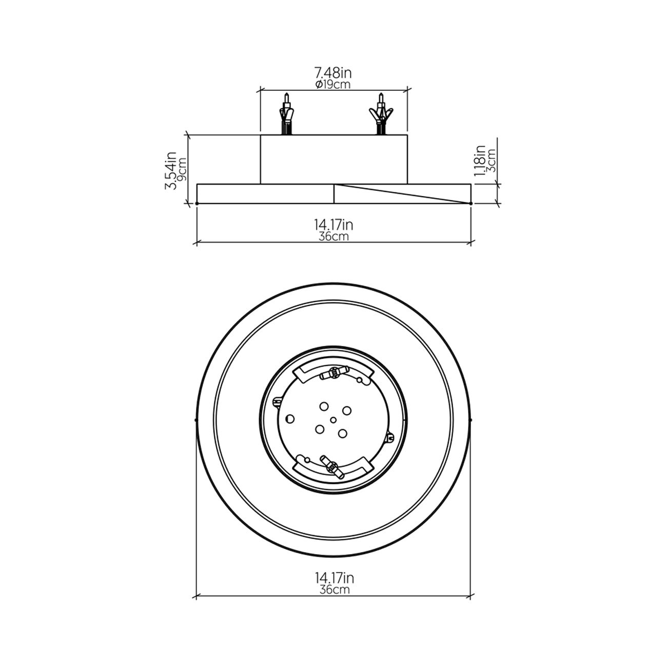 Petra 513 LED Flush Mount Ceiling Light - line drawing.