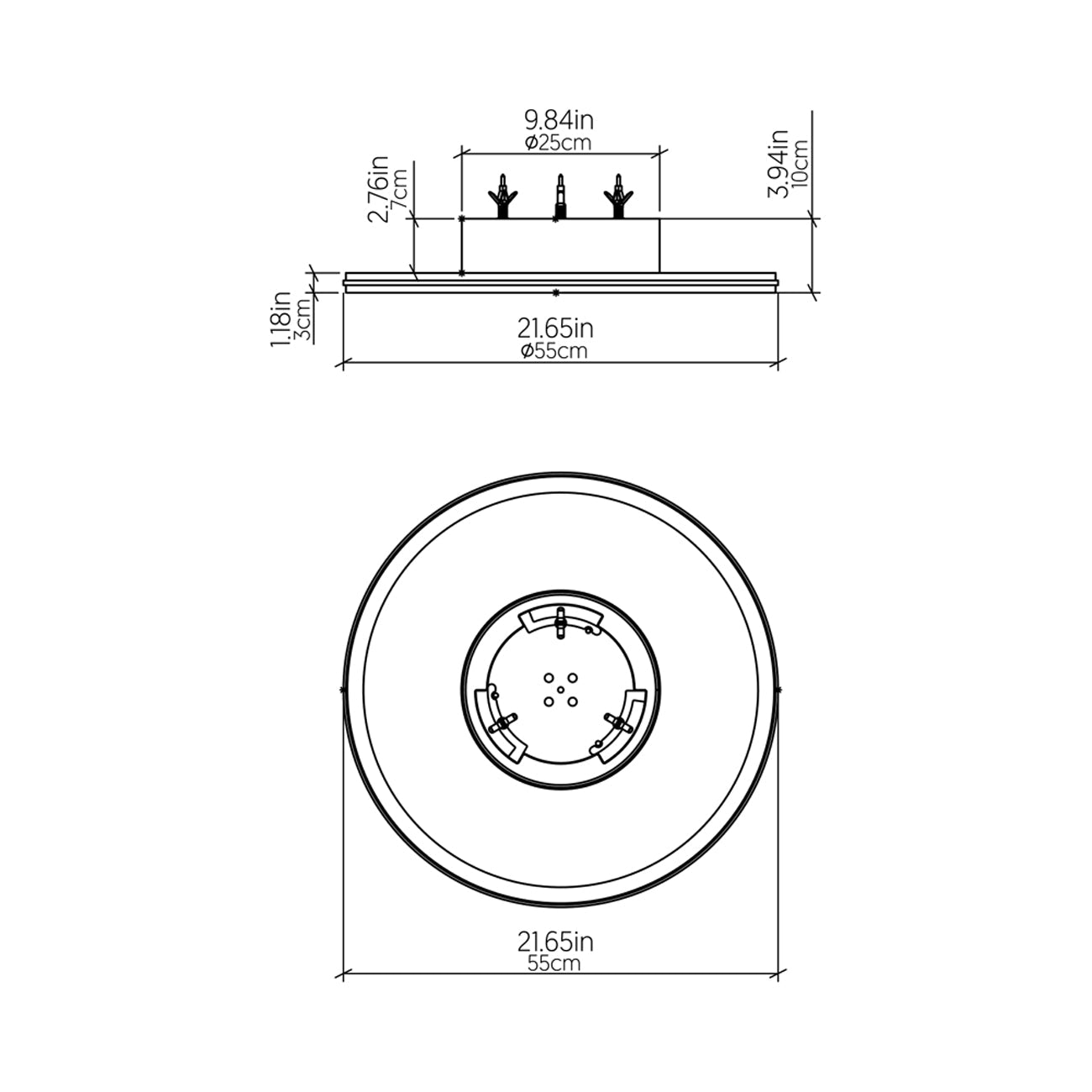 Petra 513 LED Flush Mount Ceiling Light - line drawing.