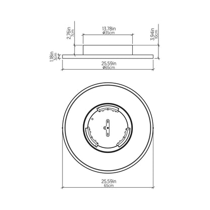 Petra Round LED Flush Mount Ceiling Light - line drawing.