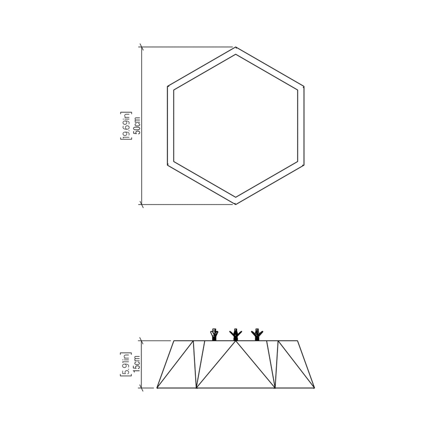 Physalis 5063 LED Flush Mount Ceiling Light - line drawing.
