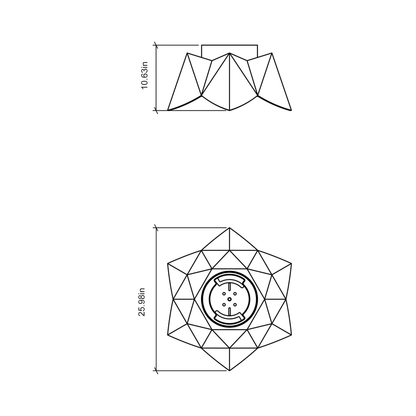 Physalis Flush Mount Ceiling Light - line drawing.