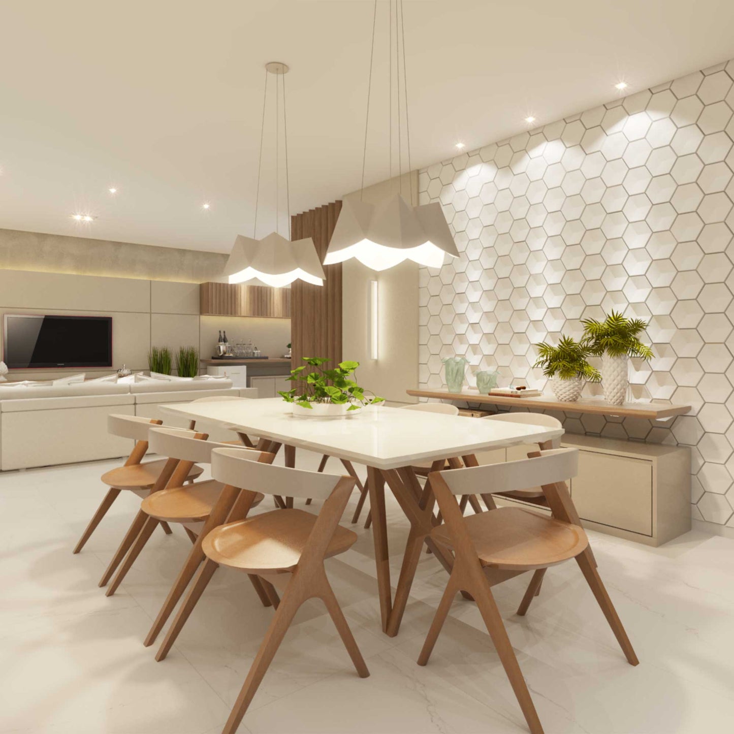 Physalis Pendant Light in dining room.