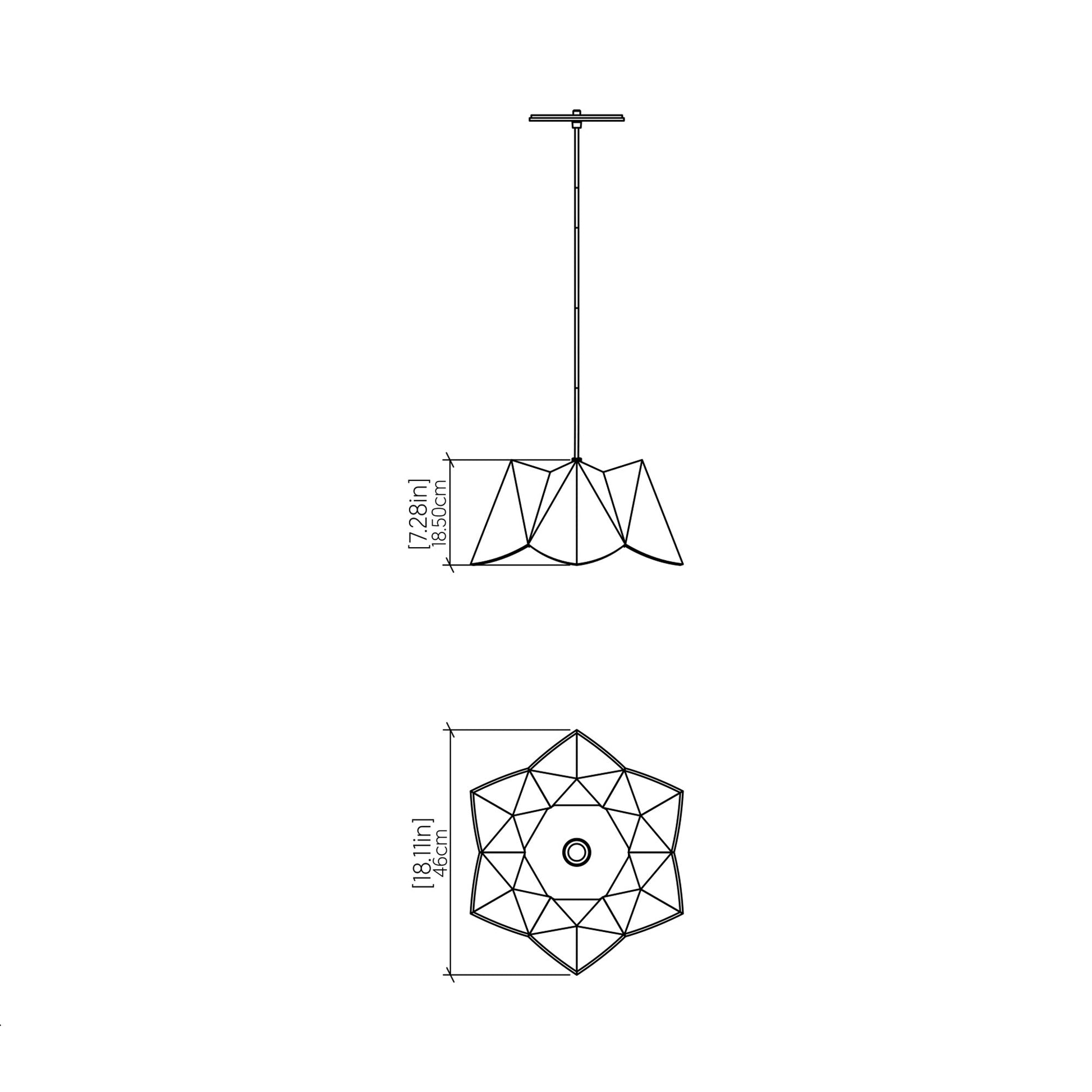 Physalis Pendant Light - line drawing.