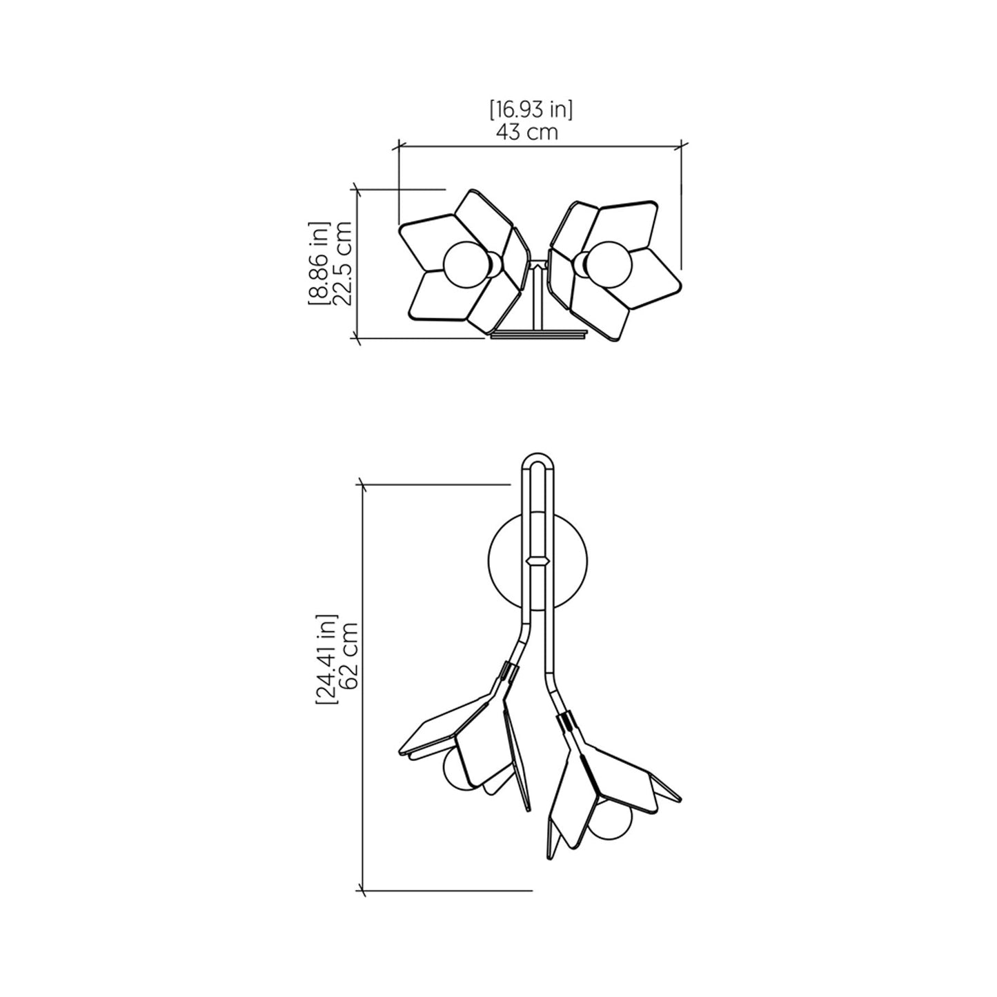Sakura Wall Light - line drawing.