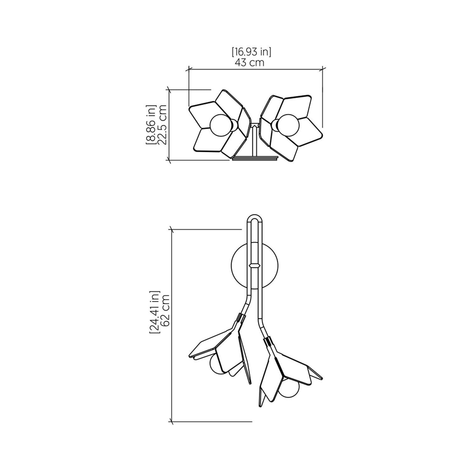 Sakura Wall Light - line drawing.