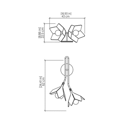 Sakura Wall Light - line drawing.