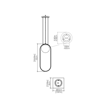 Sfera 1466 Pendant Light - line drawing.