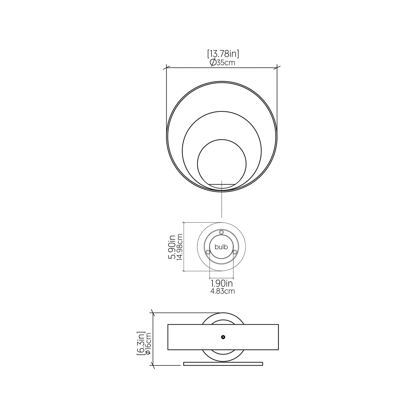 Sfera 415 Wall Light - line drawing.