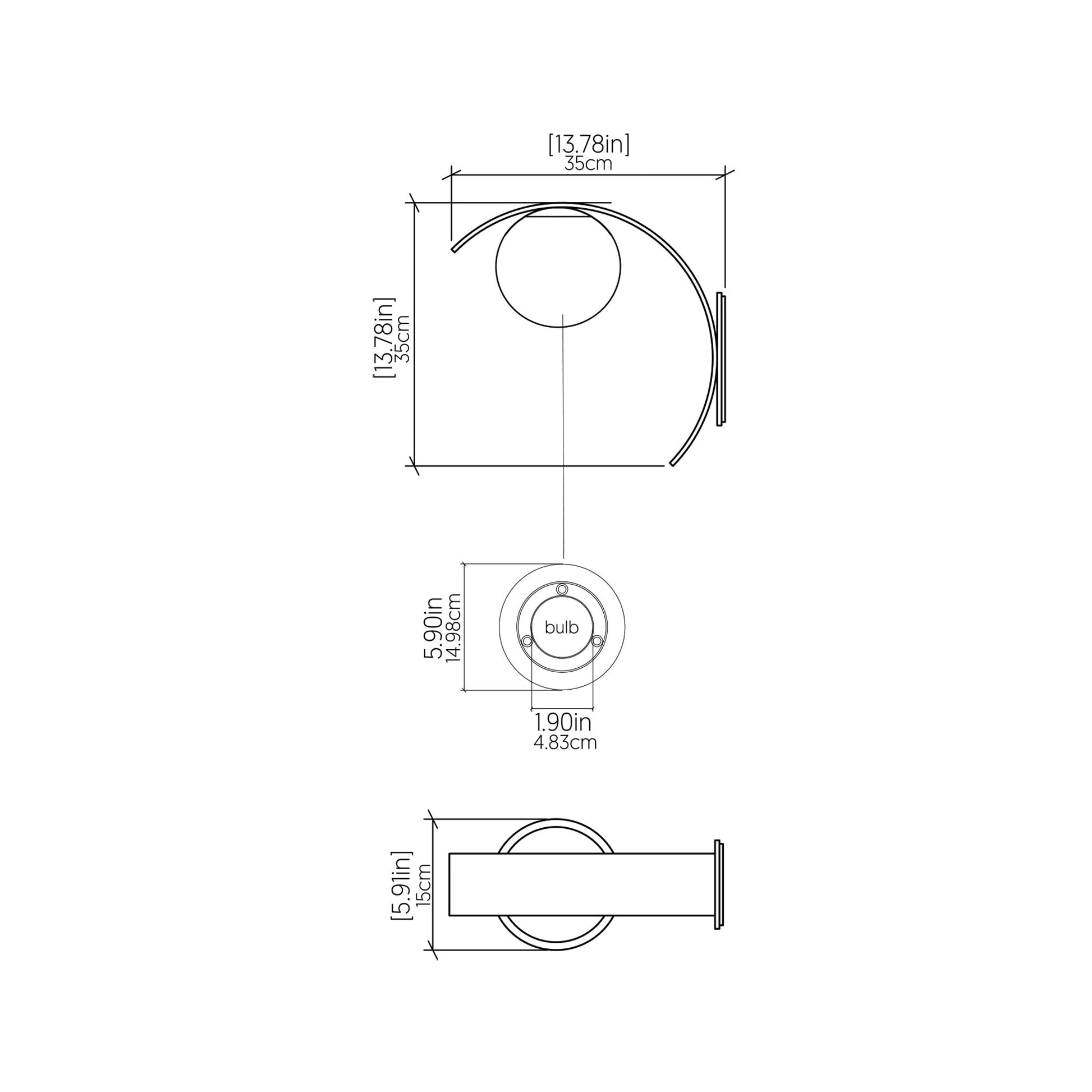 Sfera 416 Wall Light - line drawing.