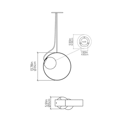 Sfera Hoop Pendant Light - line drawing.