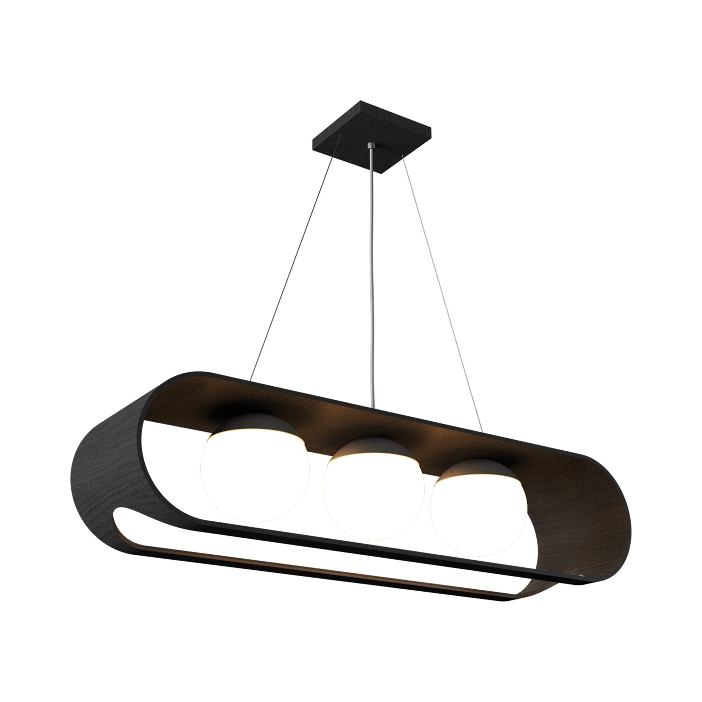 Sfera Linear Pendant Light in Organic Lead Grey.