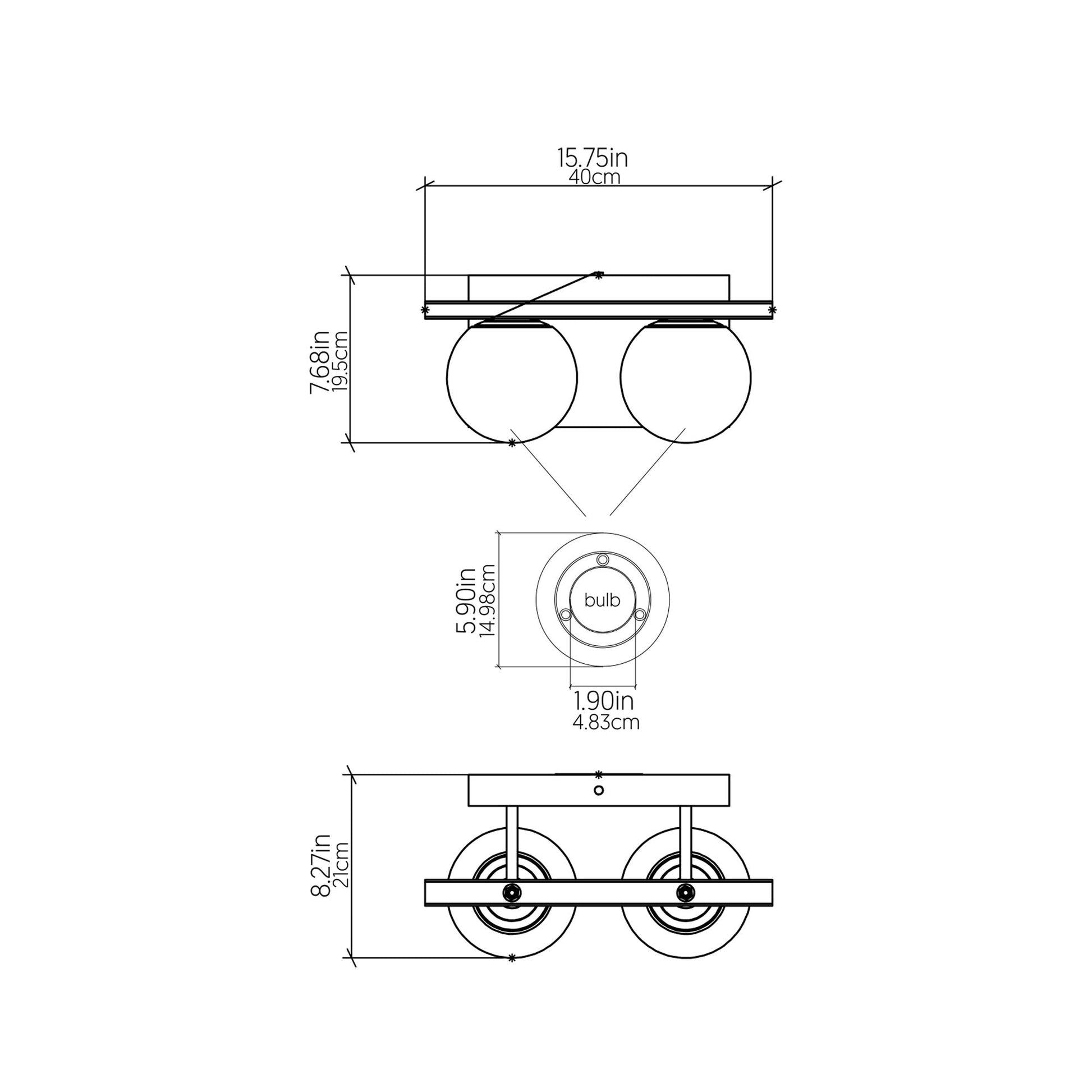 Sfera Multi Light Wall Light - line drawing.