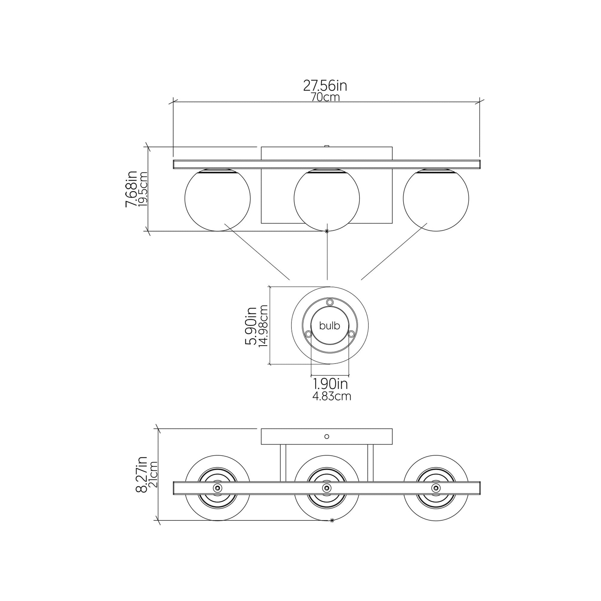 Sfera Multi Light Wall Light - line drawing.
