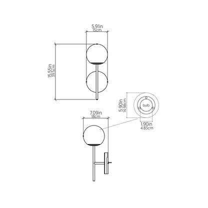 Sfera Single Wall Light - line drawing.